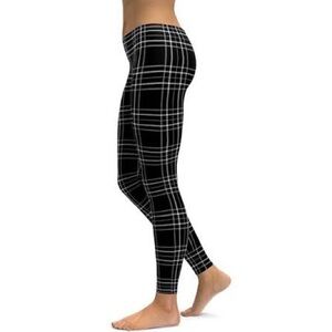 Just Cozy Fleece Lined Tartan Plaid Leggings Tights Layering Winter Outdoor Run